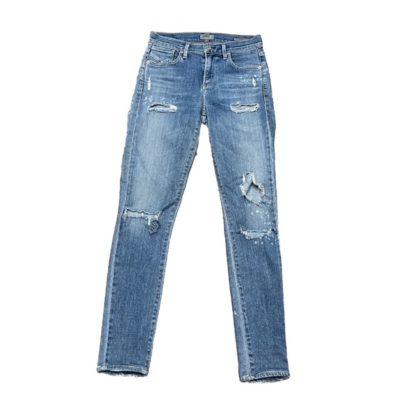 Agolde Sophie Raw Hem High Rise Crop Skinny Jeans in Hyper Blue 25 #A018D-843 - Picture 1 of 11